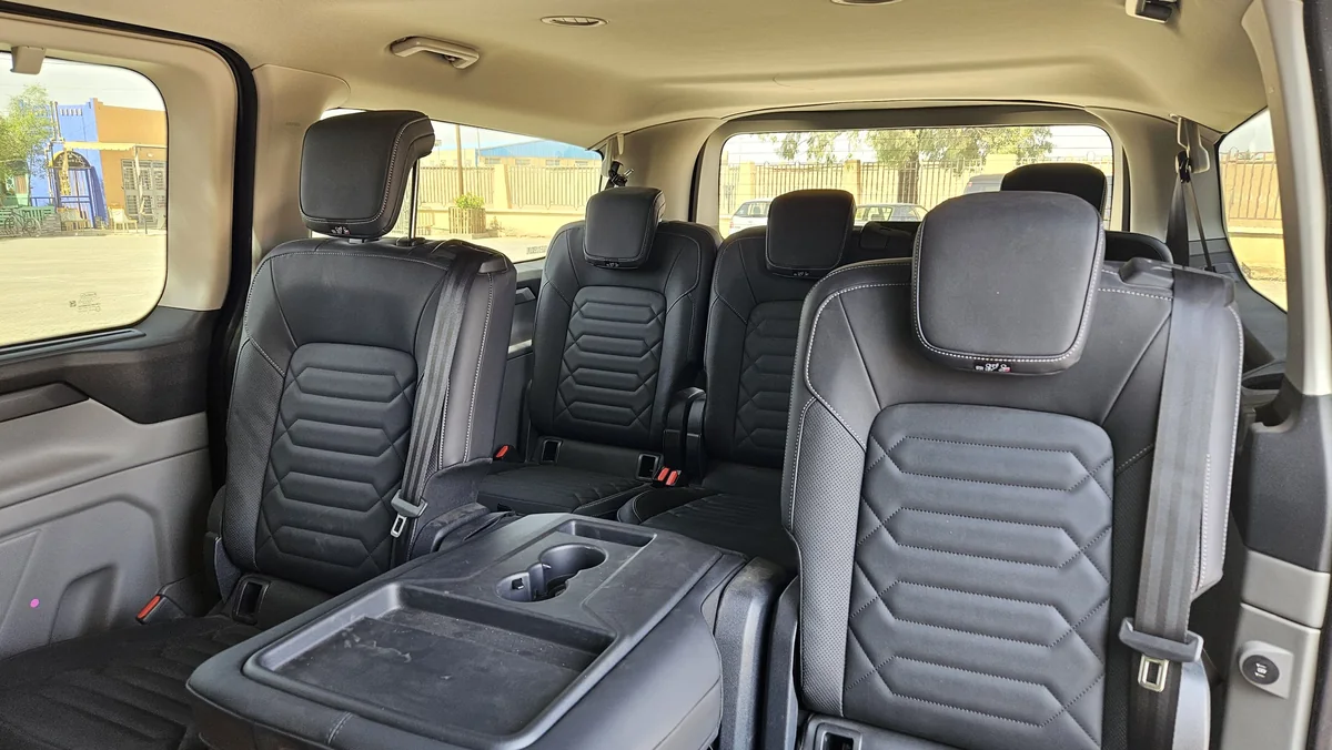 Rear passenger seats inside the minivan used for private Morocco tours