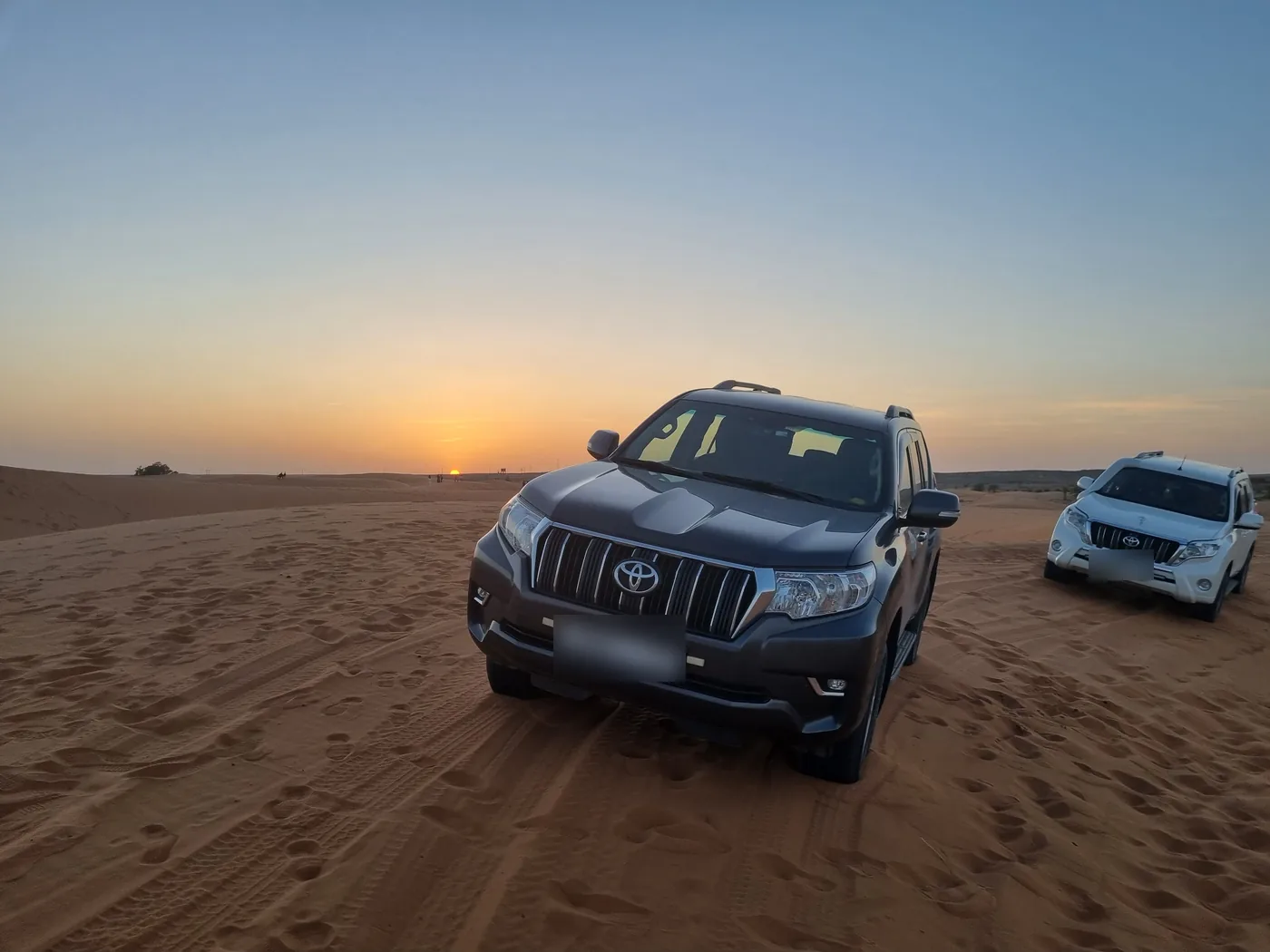 Morocco Classic Tours 4x4 vehicles on the sand at Erg Chebbi near Merzouga, Morocco